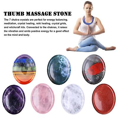#ad 7 Chakra Worry Thumb Stone Gemstone Reiki Antianxiety Crystal Stone Palm