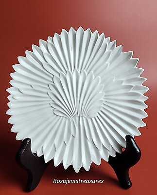 #ad BONWIT TELLER All White Dessert Plate Shell Design Scalloped 6.5quot;D Marked Italy