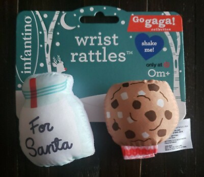 #ad NWT Infantino Baby Wrist Ankle Rattle Santa Cookies amp; Milk Christmas Baby Gift