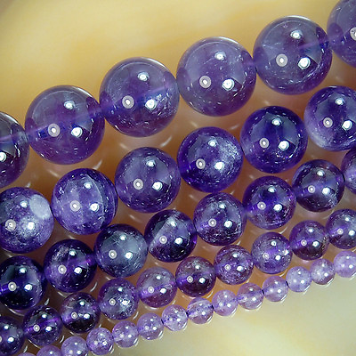 #ad Natural Purple Amethyst Round Beads 15.5quot; 4mm 6mm 8mm 10mm 12mm Pick Size