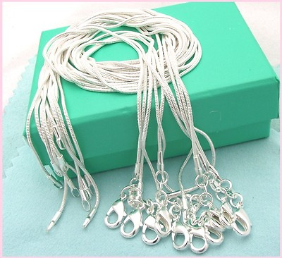 #ad 10PCS wholesale 925 sterling solid silver 1MM snake chain necklace XXDC08