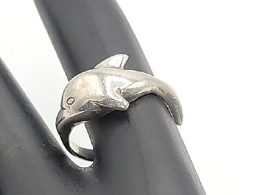 #ad Solid Sterling Dolphin Ring 925 Dolphin Ring Size 7.5