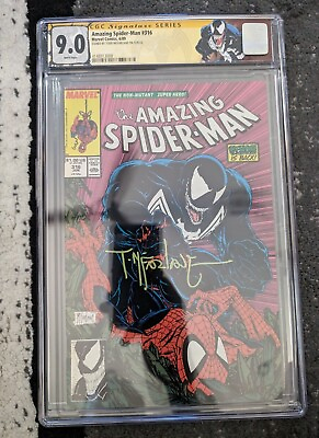 #ad Amazing Spider Man #316 CGC 9.0 SIGNED By Todd McFarlane 1ST Full Venom Cover