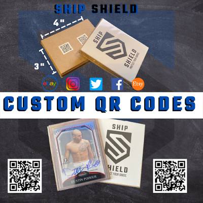 #ad Ship Shield 3quot;x4quot; Sports Card Shields Custom QR Codes Ultra Thin Shields