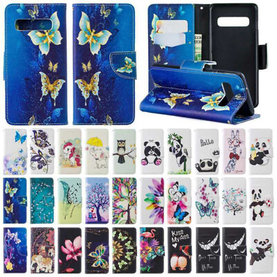 #ad Pattern Flip Leather Stand Wallet Case Cover For Samsung Galaxy S10 Plus S10e