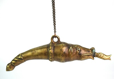 Unique Big Size Brass Fish Shape Chuna Dani Box With Chain Collectible i22 107