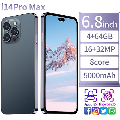 NEW Android i14 Pro Max 4GB64GB 6.8quot; 4G Unlocked GSMWCDMA Cheap Cell Phone