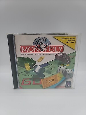Monopoly Windows Version PC CD ROM Game 1996 Hasbro Interactive Disc Clean