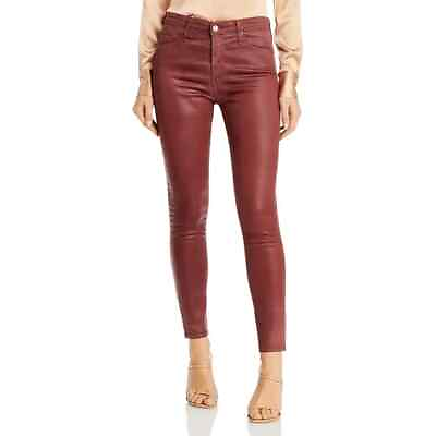#ad AG Farrah Denim Coated Skinny Jeans Women#x27;s 25 Leatherette Dark Sangria Pockets