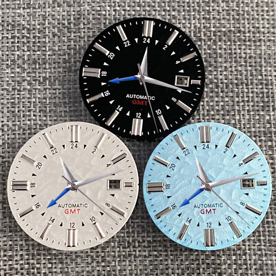 #ad 33.5mm Sky Blue White Black Watch Dial Hand fit NH34A NH34 GMT Accessories Parts