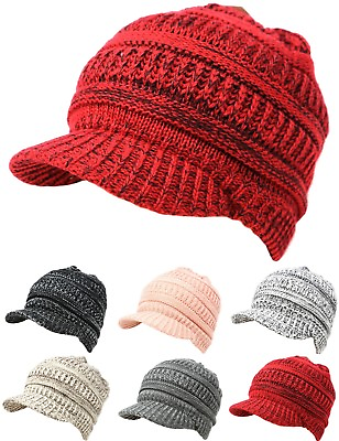 #ad Unisex Winter Visor Beanie Knit Hat Cap Fur Lined Crochet Men Women Thick Warm
