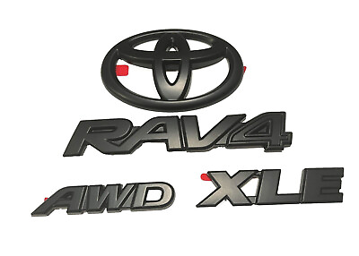 #ad 4PCS RAV4 XLE AWD Matte Black Emblem Overlay Badge Fit 2019 2023