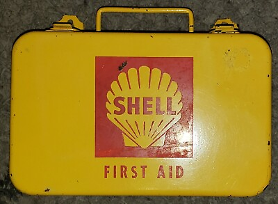 #ad #ad 50s Vintage RARE Shell Oil 8quot; X 5#x27; X 2.5quot; Metal First Aid Box only No supplies