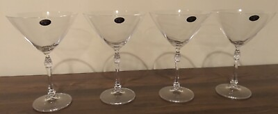 4 Crystal Bohemia Martini Cocktail Glasses Parus Collection Czech Republic NWT