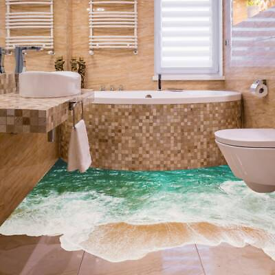 #ad 3D Sea Floor Bathroom Stickers Ocean Beach Vinyl Decals Bath Shower Waterproof