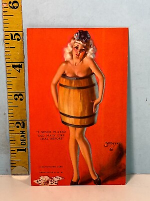 Vintage Zoe Mozert Pinup Mutoscope Card: Never Played Old Maid Like that Before