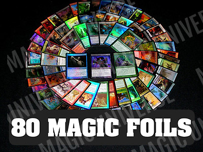 80 ASSORTED FOIL MTG MAGIC: THE GATHERING CARDS With FOIL RARES ALL FOILS
