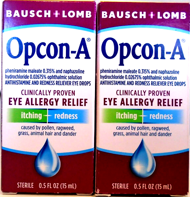 #ad Bausch amp; Lomb Opcon A Allergy Relief Eye Drops 0.5 oz 2 Boxes