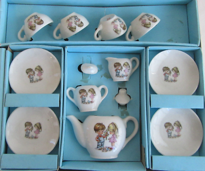 Vintage 1960 1970 Toy China Tea Set 13pcs service For 4 Real Made In Japan