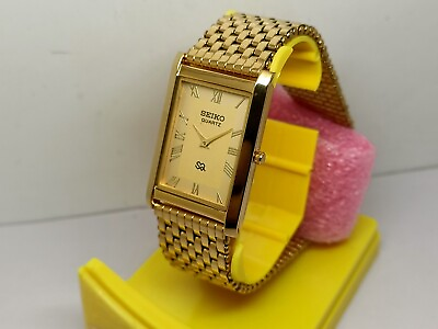 #ad Vintage Seiko Quartz Super Slim Gold Dial Men#x27;s Wrist Watch Looking Good