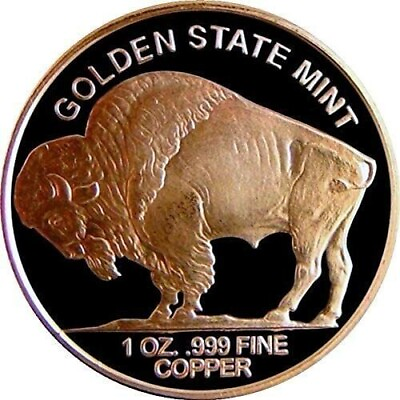 #ad 1 OZ Buffalo Round Coin Copper 1 Oz .999 Pure Copper BU GSM BACKORDER