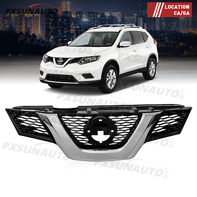 #ad For 2014 2015 2016 Nissan Rogue Front Bumper Upper Grille Black amp; Chrome Grill