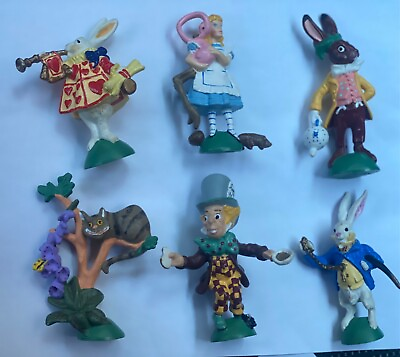 Alice In Wonderland PVC Figurines Vintage Toys Hamilton Gifts Lot Of 6 Disney