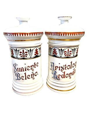 #ad Pair Of Porcelain Apothecary Jars