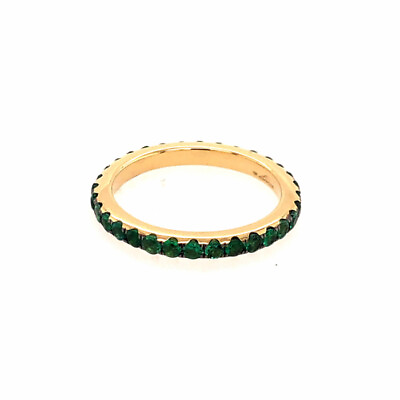 #ad ESTATE .78CT AAA EMERALD 18KT YELLOW GOLD SHARED PRONG ETERNITY ANNIVERSARY RING