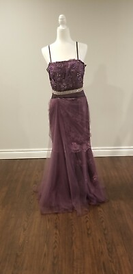 Wedding guests Formal Party Long Mermaid Dress Purple Sz 12 Jewels