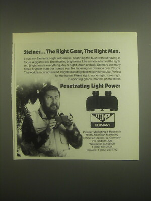 1986 Steiner Binoculars Ad The Right Gear the Right Man