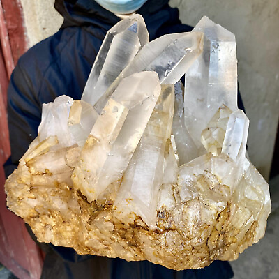 #ad 19.06LB Natural Clear Quartz White Crystal Cluster mineral specimen healing