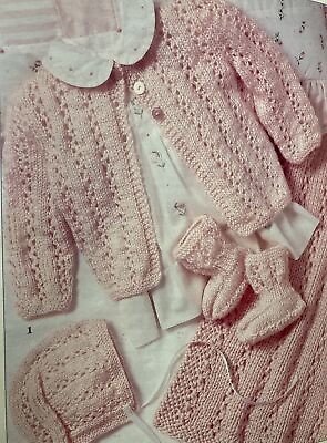 #ad #ad Sweet Layettes to Knit: Pattern Book 4 Design Sacque Booties Blanket boy girl