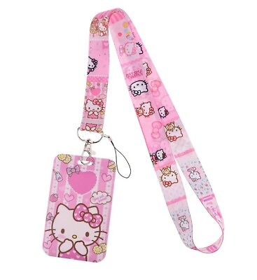 Hello Kitty Lanyard ID Card Holder Keychain Neck Strap Ship from US