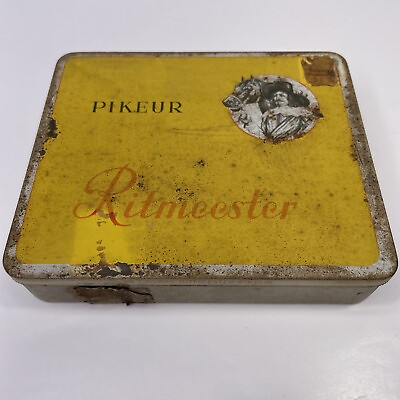 Antique 1960 Ritmeester Pikeur Made In Holland Tobacco Tin Willem Van Oranje