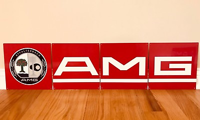 Amazing 40” 4 Piece Amg Mercedes Benz Racing Vintage Reproduction Garage Sign
