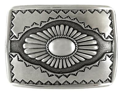 #ad American Southwest Design Sterling Silver Plated Western Belt Buckle