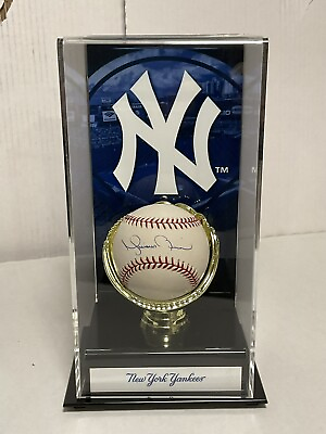 Steiner Mariano Rivera Signed OML Baseball w Tall New York Yankees Display Case