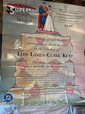 Wedding Of Clark Kent And Lois Lane HUGE Poster Oct 1996 41quot; x 50quot; Used Rare