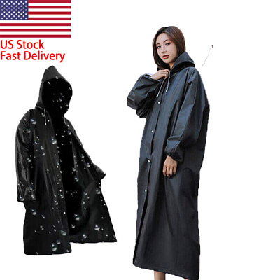 Women Men Adults Waterproof Jacket Raincoat Rain Coat Hooded Poncho Rainwear