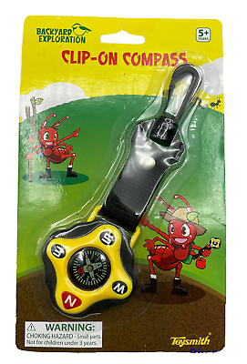 TOYSMITH BACKYARD EXPLORATION CLIP ON COMPASS OUTDOOR DISCOVERY KIDS NEW