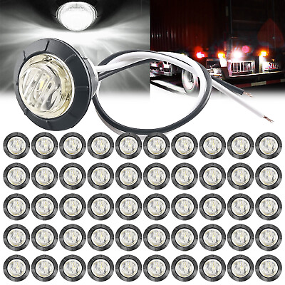 #ad 3 4quot; 12V Marker Lights LED Truck Trailer Round Side Bullet Light Amber Red Lamps
