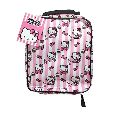 #ad Hello Kitty Insulated Lunch Bag Pink Sanrio MIlk Bows Cupcakes