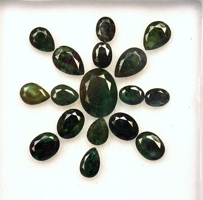 #ad 5.38 Cts Natural Emerald Oval And Pear Cut Mix mm Lot 17 Pcs Dark Green Gems