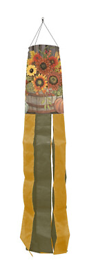 Hello Fall Floral Primitive Windsock Autumrn Sunflowers 40quot;L Briarwood Lane