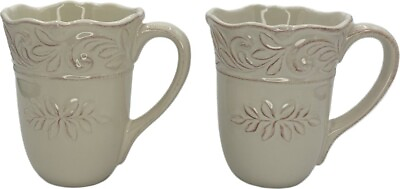 #ad JCPenney Home Isabella Mugs Ivory Set of 2