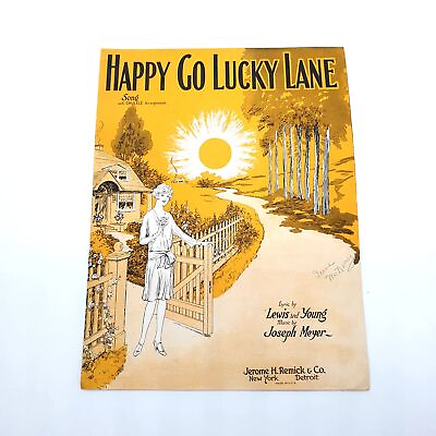 #ad Vintage Sheet Music 1928 Happy Go Lucky Lane Voice Piano Ukulele Song