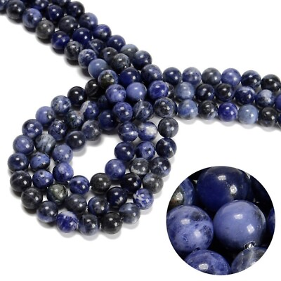 #ad 100 Strand 15quot; Wholesale Natural Sodalite Stone Round Spacer Loose Beads 8MM DIY