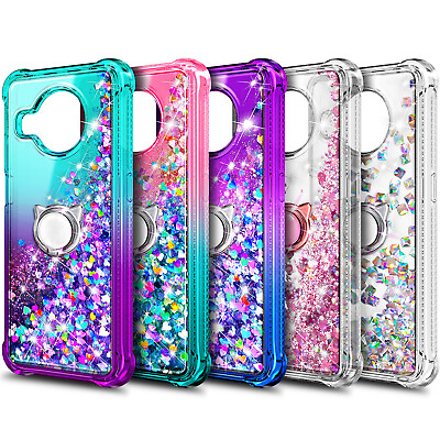 For Nokia X100 Case Liquid Glitter Bling Phone Cover Tempered Glass amp; Lanyard