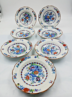 Antique BOOTHS Pompadour Silicon China England 7 Saucers Bowls Hand Painted